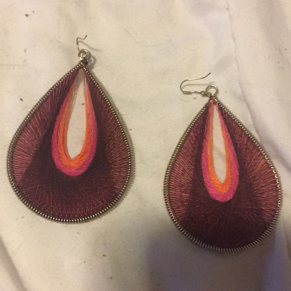Pink, orange, purple earrings